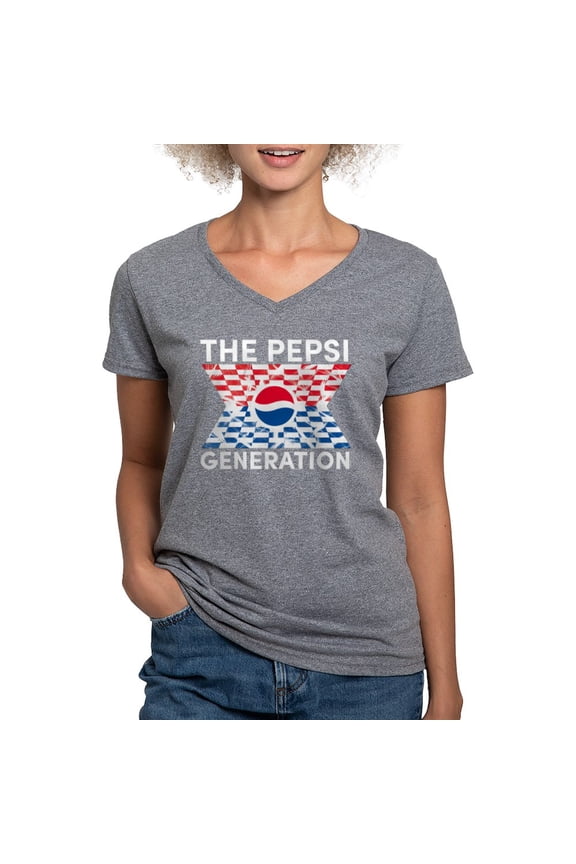 - Pepsi Generation Check Women's V Neck Dark T Shirt - Women's V-Neck Dark T-Shirt