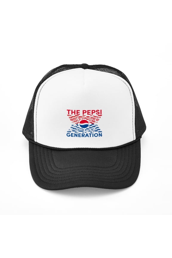 - Pepsi Generation Checkered - Adjustable Unisex Printed Trucker Hat with Mesh Back