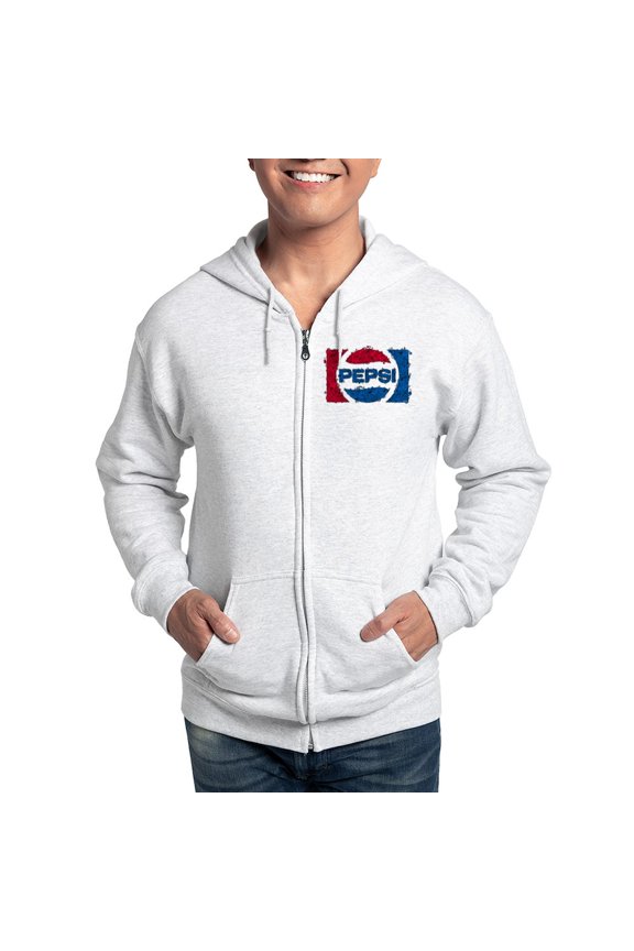 - Pepsi Logo Doodle Zip Hoodie - Zip Hoodie, Classic Hooded Sweatshirt with Metal Zipper