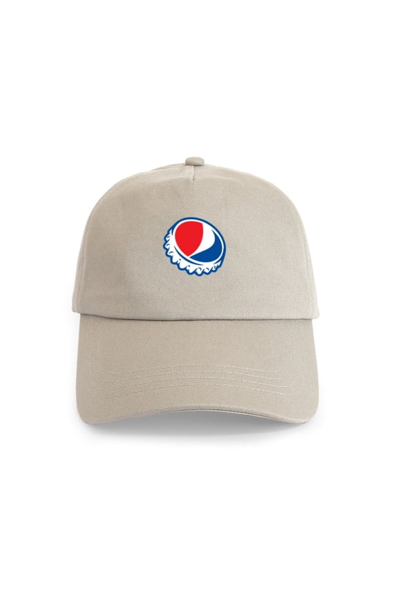 - Pepsi Modern - Adjustable 100% Brushed Unisex Casual Cotton Baseball Cap, Beige, 1