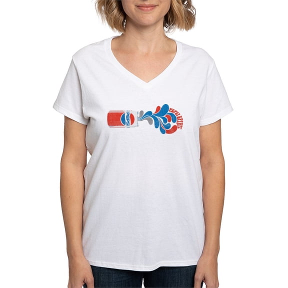 CafePress - Pepsi Spirit Can Women's V Neck T Shirt - Womens Cotton V-Neck T-shirt