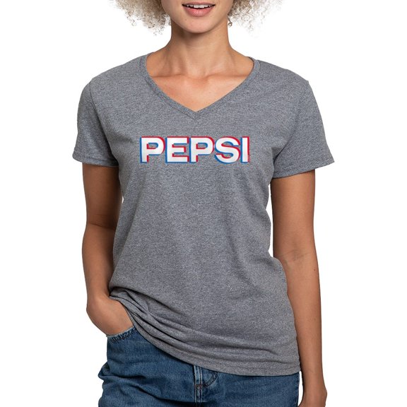 CafePress - Pepsi Varsity Logo Women's V Neck Dark T Shirt - Women's V-Neck Dark T-Shirt