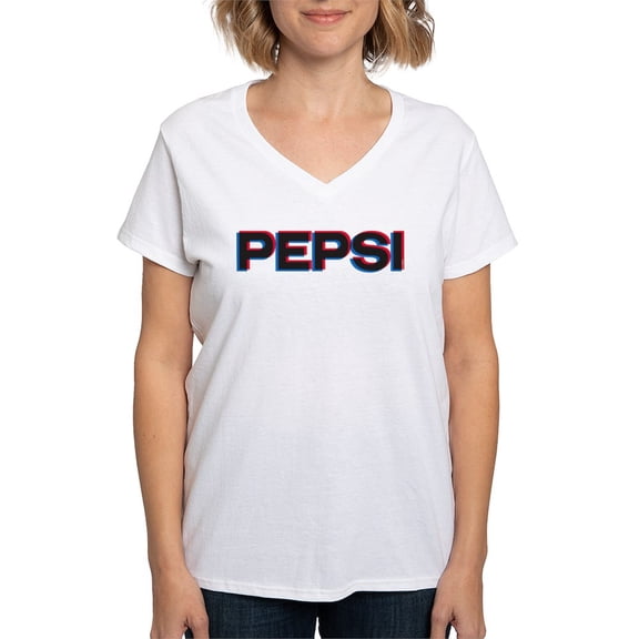 CafePress - Pepsi Varsity Logo Women's V Neck T Shirt - Womens Cotton V-Neck T-shirt