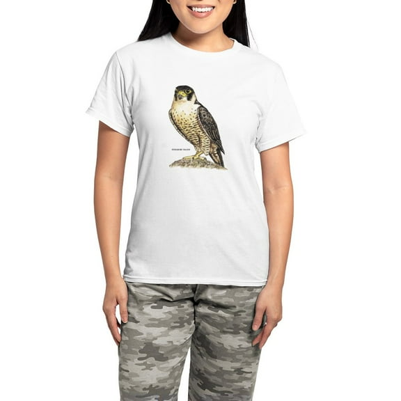 CafePress - Peregrine Falcon Bird Women's Light Pajamas - Women's Short Sleeve Print T-Shirt and Pants Light Cotton Pajama Set
