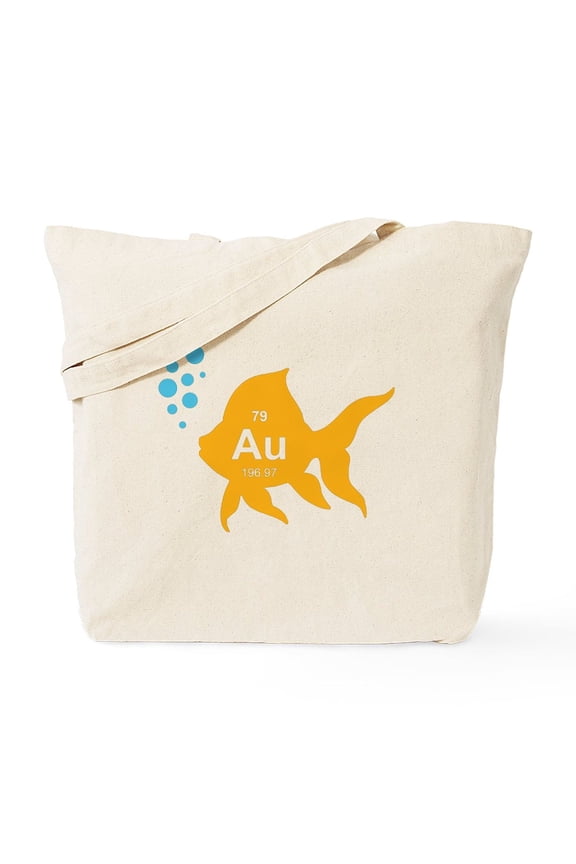 - Periodic Table Elemental Gold Fish Tote Bag - Unisex Canvas Tote Bag, Beige, 1-Piece