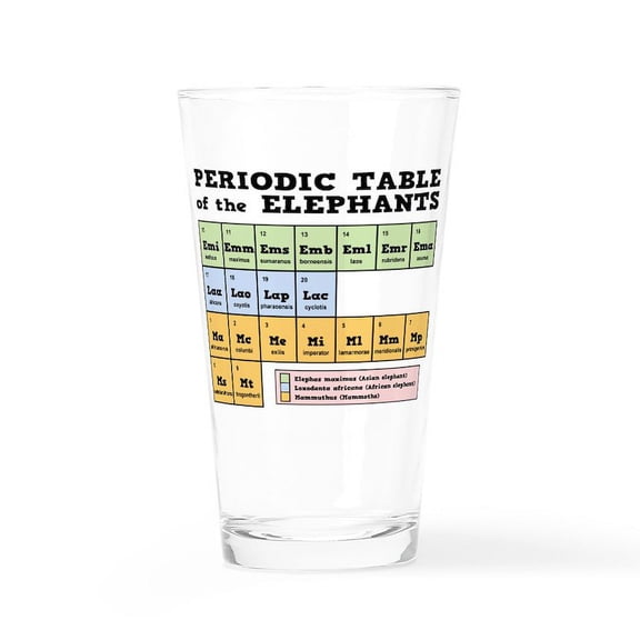 CafePress - Periodic Table Of Elephants - Pint Glass, Drinking Glass, 16 oz. CafePress