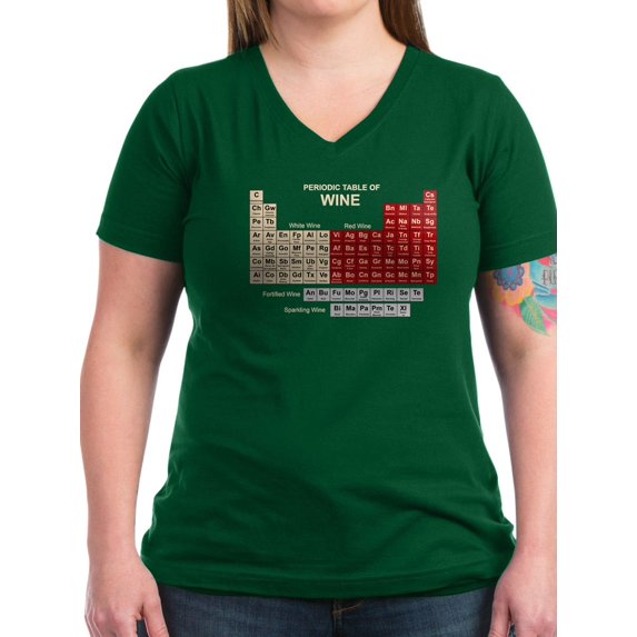 CafePress - Periodic Table Of Wine T Shirt - Women's V-Neck Dark T-Shirt