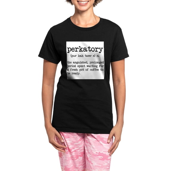 CafePress - Perkatory Pajamas - Women's Short Sleeve Print T-Shirt and Pants Dark Cotton Pajama Set
