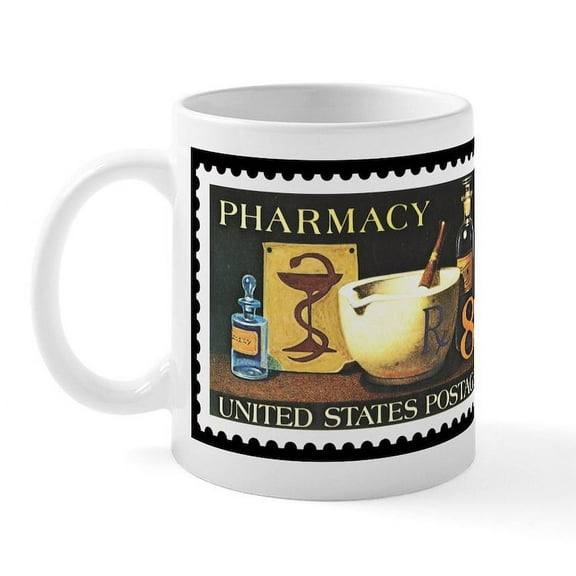 CafePress - Pharmacist Stamp Collecting Mug - 11 oz Ceramic Mug - Novelty Coffee Tea Cup