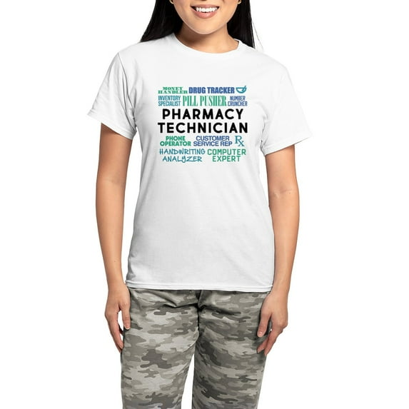 CafePress - Pharmacy Technician Word Cl Women's Light Pajamas - Women's Short Sleeve Print T-Shirt and Pants Light Cotton Pajama Set