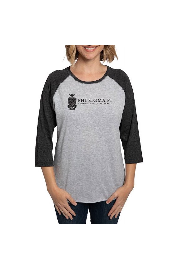 - Phi Sigma Pi Black Shield With Wordmark Long Sleeve T Shirt - Womens Baseball Tee