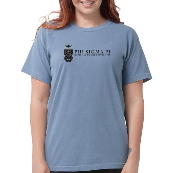 CafePress - Phi Sigma Pi Black Shield With Wordmark T Shirt - Womens Comfort Colors® Shirt