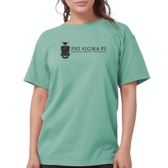 CafePress - Phi Sigma Pi Black Shield With Wordmark T Shirt - Womens Comfort Colors® Shirt