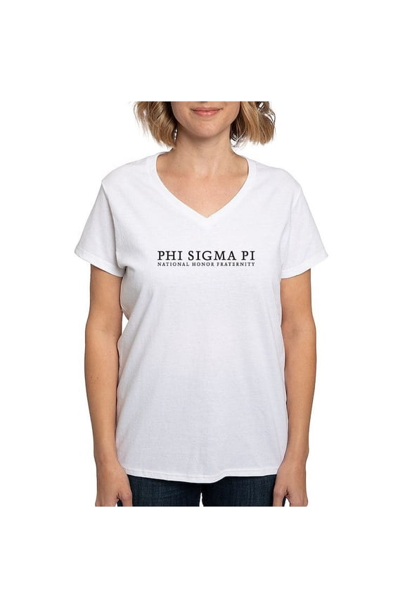 - Phi Sigma Pi Black Wordmark T Shirt - Womens Cotton V-Neck T-shirt
