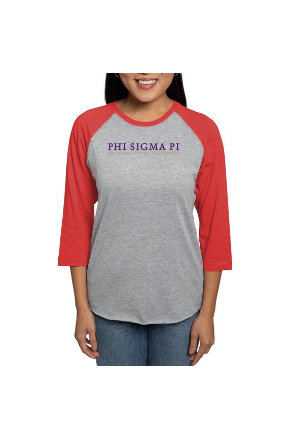 - Phi Sigma Pi Colored Wordmark Long Sleeve T Shirt - Womens Baseball Tee