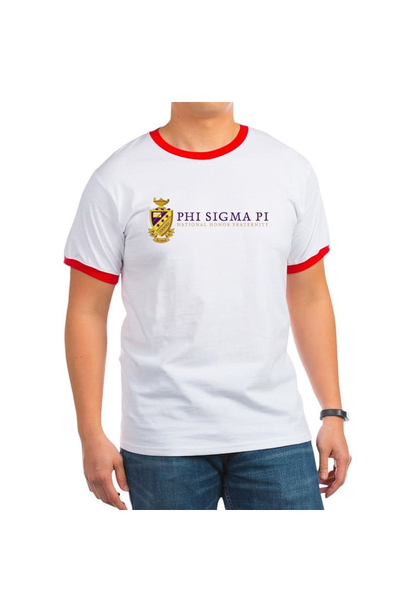 - Phi Sigma Pi Full Color Wordmark T Shirt - 100% Cotton Ringed T-Shirt