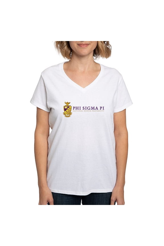 - Phi Sigma Pi Full Color Wordmark T Shirt - Womens Cotton V-Neck T-shirt