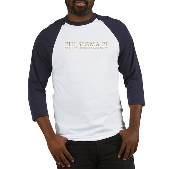 CafePress - Phi Sigma Pi Gold Wordmark Baseball Jersey - Cotton Baseball Jersey, 3/4 Raglan Sleeve Shirt