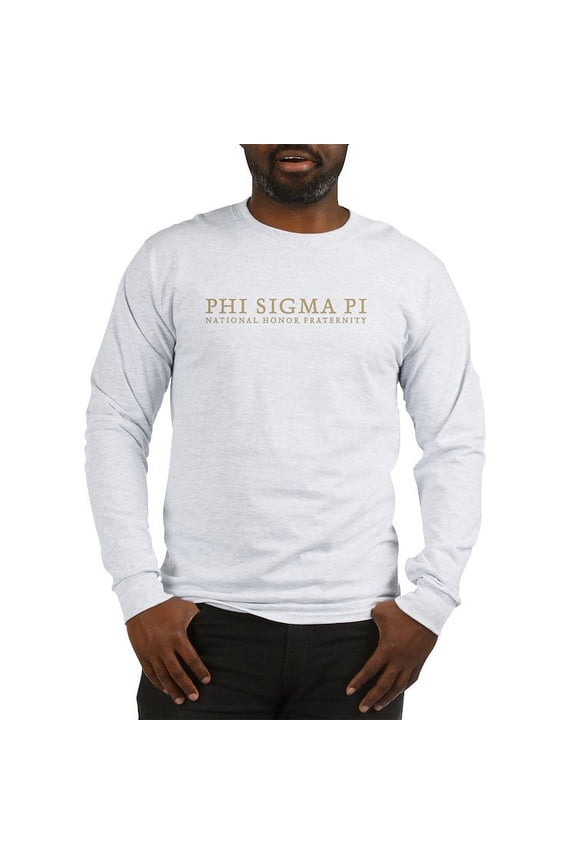 - Phi Sigma Pi Gold Wordmark Long Sleeve T Shirt - Unisex Cotton Long Sleeve T-Shirt