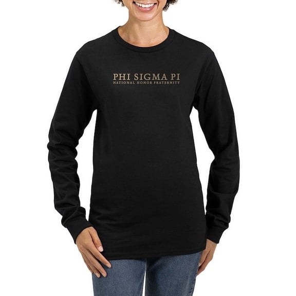 CafePress - Phi Sigma Pi Gold Wordmark Long Sleeve T Shirt - Women's Long Sleeve Graphic Tee Casual Fit