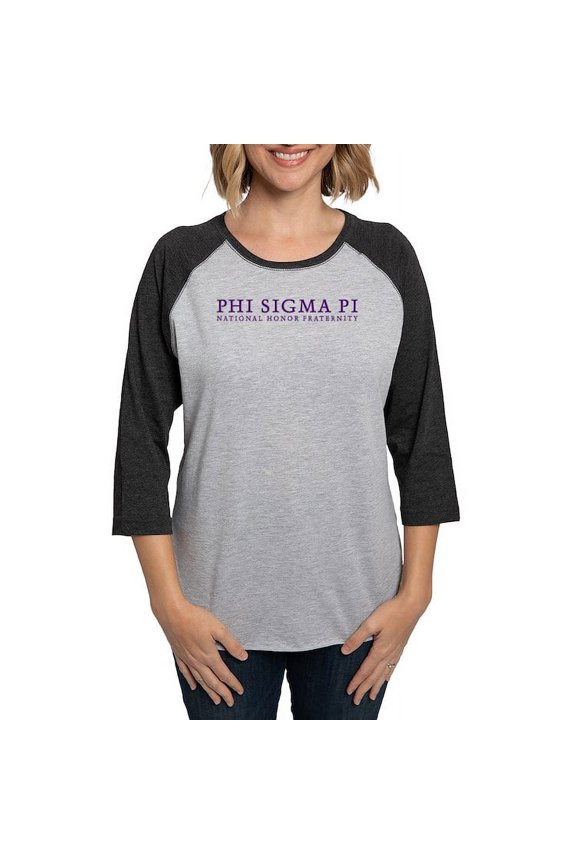 - Phi Sigma Pi Purple Wordmark Long Sleeve T Shirt - Womens Baseball Tee