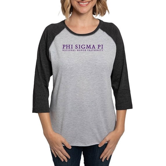 CafePress - Phi Sigma Pi Purple Wordmark Long Sleeve T Shirt - Womens Baseball Tee
