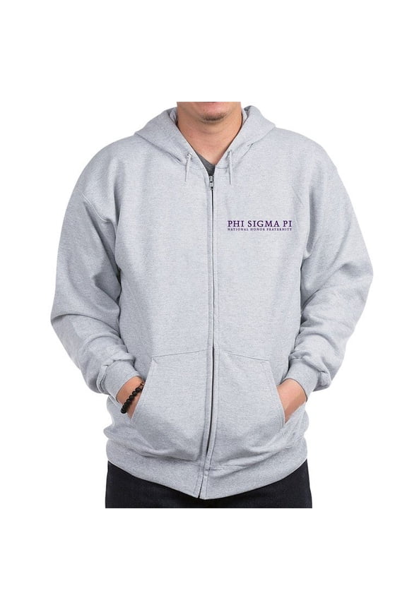 - Phi Sigma Pi Purple Wordmark Sweatshirt - Zip Hoodie, Classic Hooded Sweatshirt with Metal Zipper