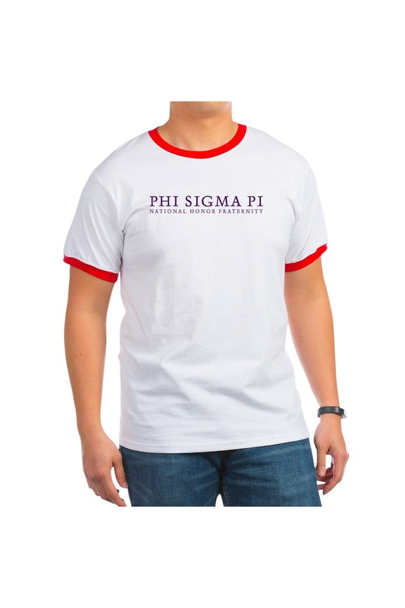 - Phi Sigma Pi Purple Wordmark T Shirt - 100% Cotton Ringed T-Shirt