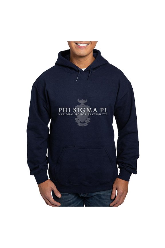 - Phi Sigma Pi White Wordmark And Shield Sweatshirt - Pullover Hoodie, Classic, Comfortable Hooded Sweatshirt