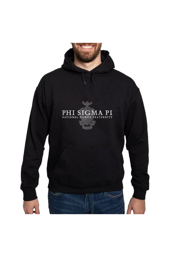 - Phi Sigma Pi White Wordmark And Shield Sweatshirt - Pullover Hoodie, Classic, Comfortable Hooded Sweatshirt