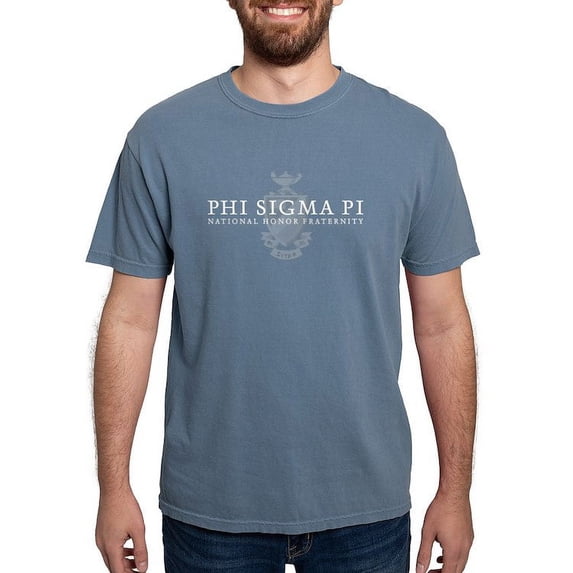 CafePress - Phi Sigma Pi White Wordmark And Shield T Shirt - Mens Comfort Colors Shirt