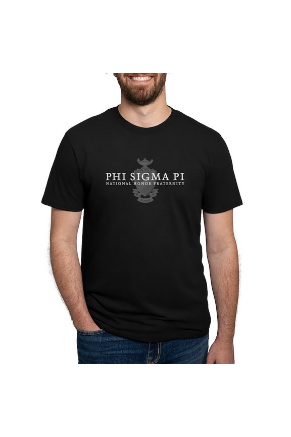 - Phi Sigma Pi White Wordmark And Shield T Shirt - Mens Tri-blend T-Shirt