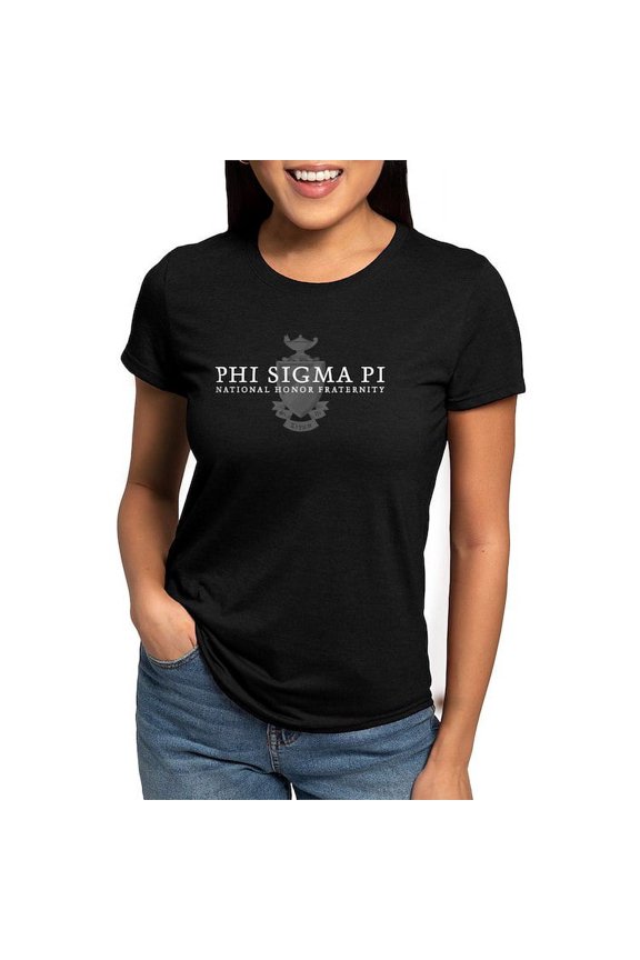 - Phi Sigma Pi White Wordmark And Shield T Shirt - Womens Tri-blend T-Shirt