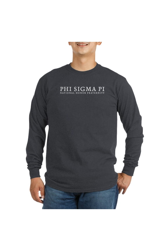 - Phi Sigma Pi White Wordmark Long Sleeve T Shirt - Long Sleeve Dark T-Shirt