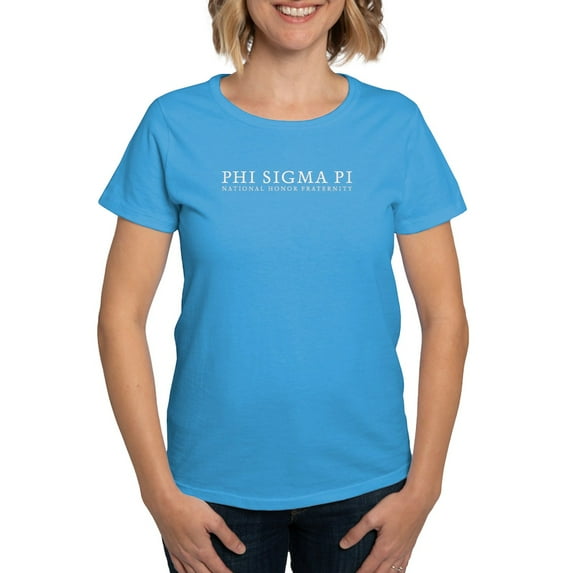 CafePress - Phi Sigma Pi White Wordmark T Shirt - Women's Traditional Fit Dark T-Shirt