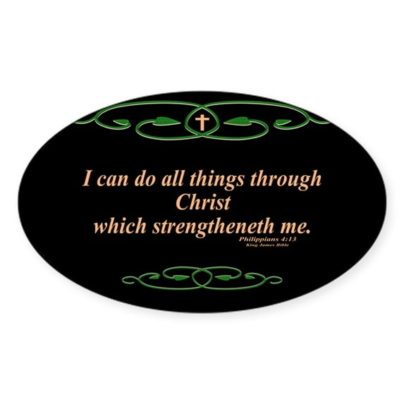 CafePress - Philippians 4 13 Cross Sticker - Sticker (Oval)