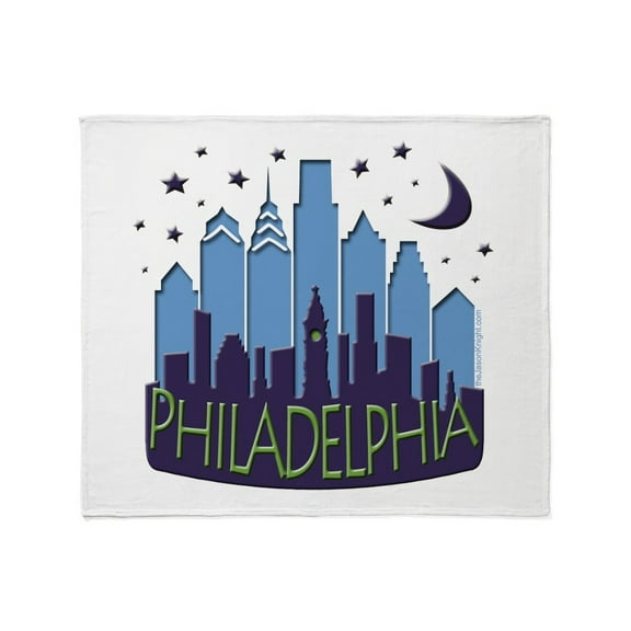 CafePress - Philly Skyline Mega Cool Throw Blanket - Soft Fleece Throw Blanket, 50"x60" for All Ages