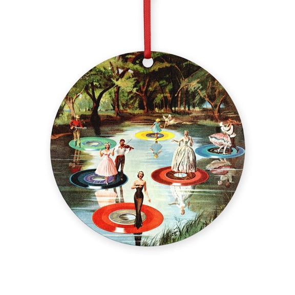 CafePress - Phonograph/Record Player - Round Wood Ornament 4"