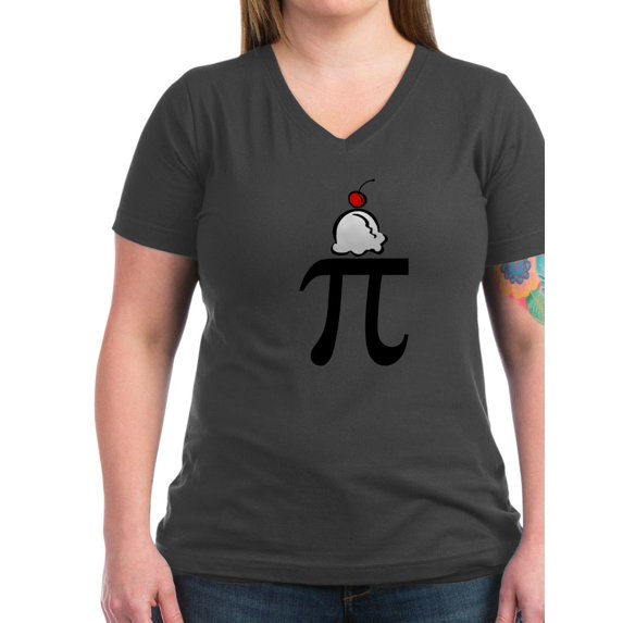 CafePress - Pi A La Mode Women's V Neck Dark T Shirt - Women's V-Neck Dark T-Shirt