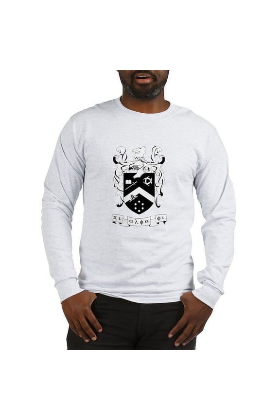 - Pi Alpha Phi Black And White Crest Long Sleeve T Shirt - Unisex Cotton Long Sleeve T-Shirt