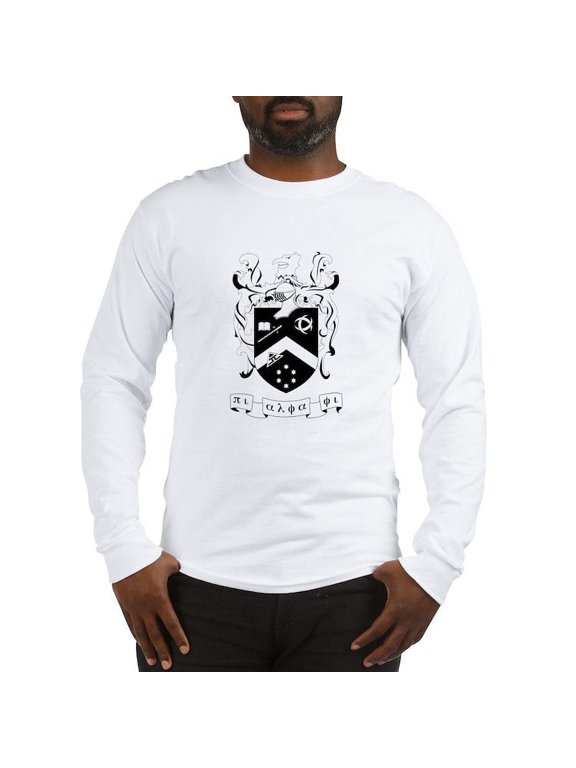 - Pi Alpha Phi Black And White Crest Long Sleeve T Shirt - Unisex Cotton Long Sleeve T-Shirt