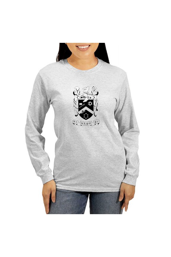 - Pi Alpha Phi Black And White Crest Long Sleeve T Shirt - Women's Long Sleeve Graphic Casual T-Shirt