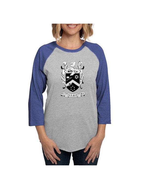 - Pi Alpha Phi Black And White Crest Long Sleeve T Shirt - Womens Baseball Tee