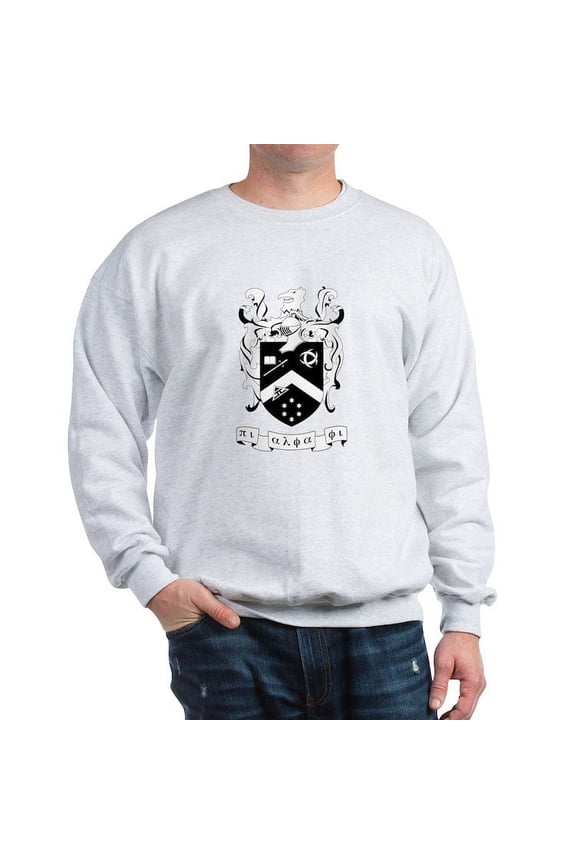 - Pi Alpha Phi Black And White Crest Sweatshirt - Crew Neck Sweatshirt