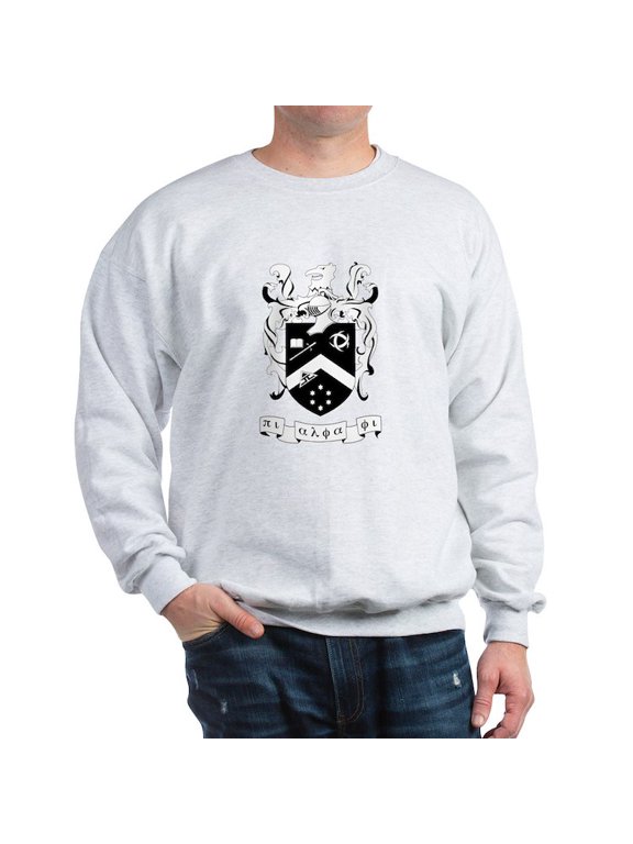- Pi Alpha Phi Black And White Crest Sweatshirt - Crew Neck Sweatshirt