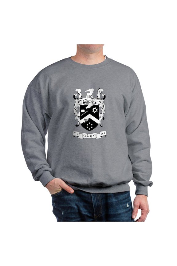 - Pi Alpha Phi Black And White Crest Sweatshirt - Crew Neck Sweatshirt