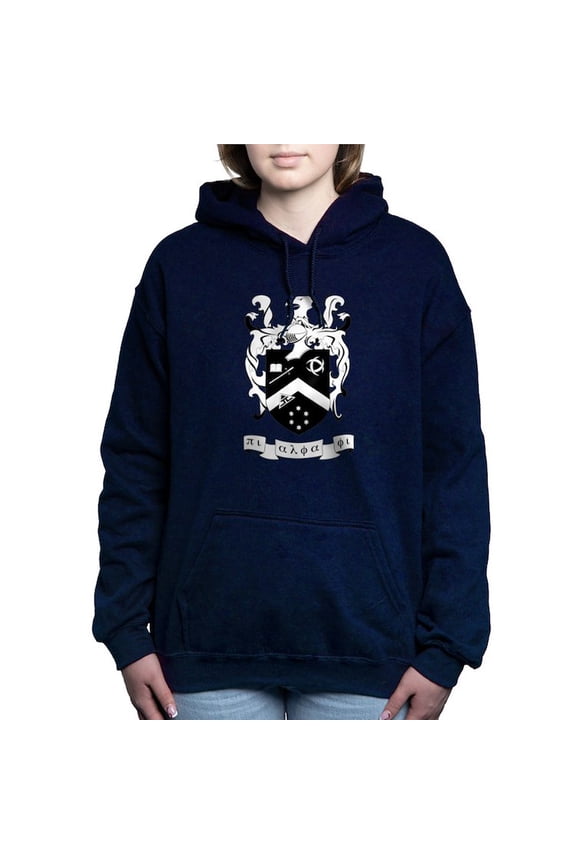 - Pi Alpha Phi Black And White Crest Sweatshirt - Pullover Hoodie, Classic & Comfortable Hooded Sweatshirt
