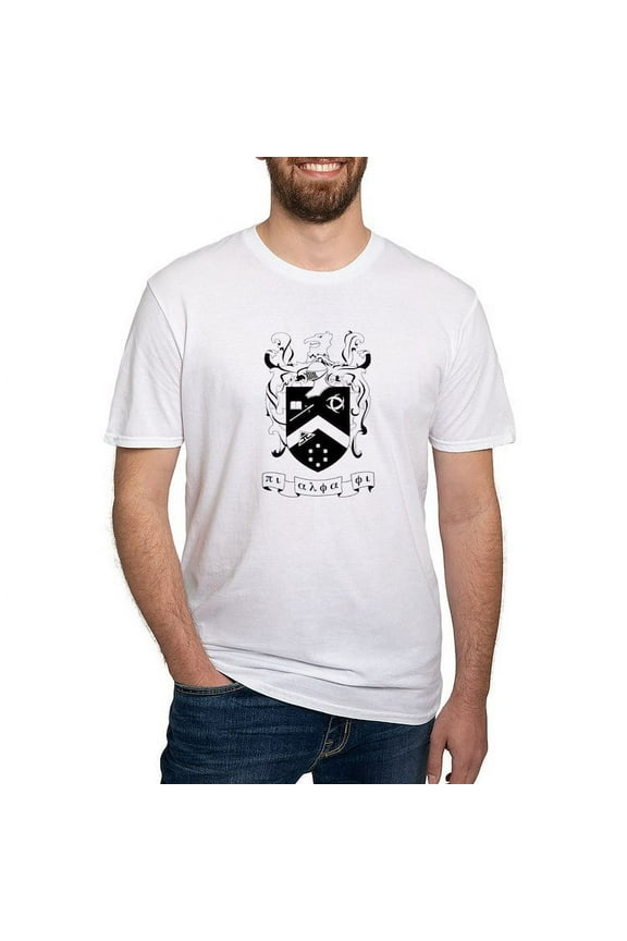 - Pi Alpha Phi Black And White Crest T Shirt - Fitted T-Shirt, Vintage Fit Soft Cotton Tee