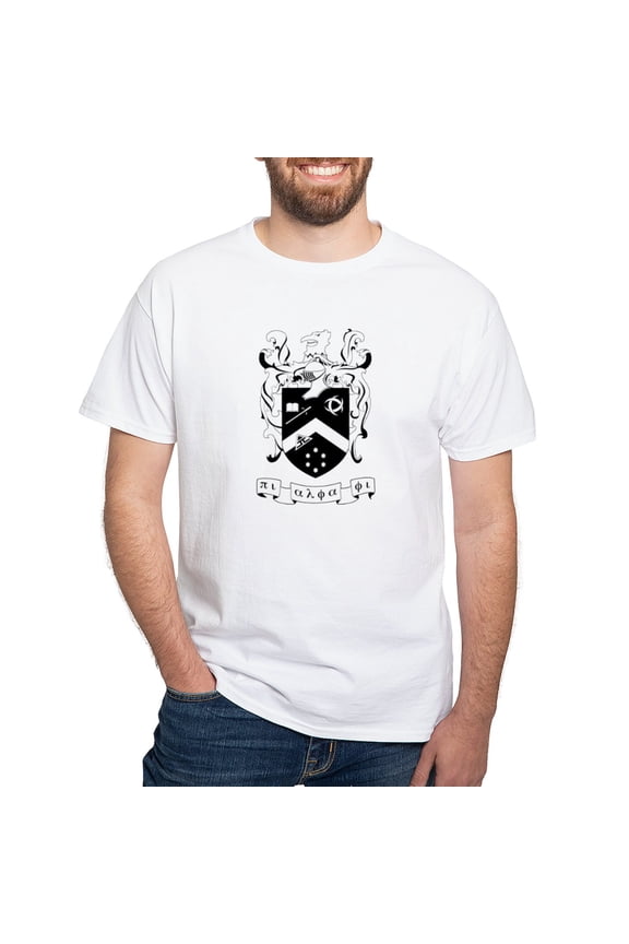 - Pi Alpha Phi Black And White Crest T Shirt - Men's White Classic Cotton T-Shirts