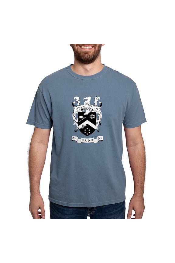 - Pi Alpha Phi Black And White Crest T Shirt - Mens Comfort Colors Shirt